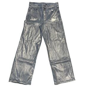 American Eagle Womens 10 Jeans Foil Metallic Maximalist Super High-Waisted